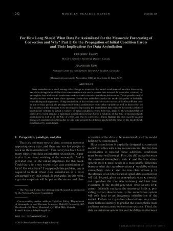 For How Long Should What Data Be Assimilated for the Mesoscale Forecasting of Convection and Why? Part I: On the Propagation of Initial Condition Errors and Their Implications for Data Assimilation thumbnail