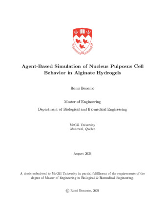 Agent-Based Simulation of Nucleus Pulposus Cell Behavior in Alginate Hydrogels thumbnail