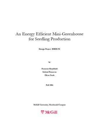 An Energy Efficient Mini-Greenhouse for Seedling Production thumbnail