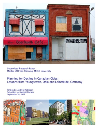 Planning for Decline in Canadian Cities: Lessens from Youngstown, Ohio and Leinefelde, Germany thumbnail