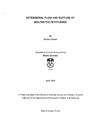 Extensional flow and rupture of molten polyethylenes thumbnail