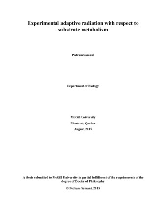 Experimental adaptive radiation with respect to substrate metabolism thumbnail
