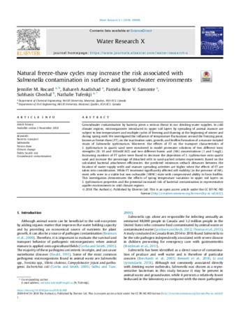 Natural Freeze-Thaw cycles may increase the risk associated with Salmonella contamination in surface and groundwater environments thumbnail