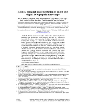 Robust, compact implementation of an off-axis digital holographic microscope thumbnail