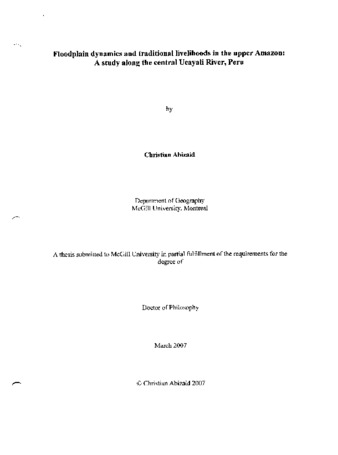 Floodplain dynamics and traditional livelihoods in the upper Amazon : a study along the central Ucayali River, Peru thumbnail