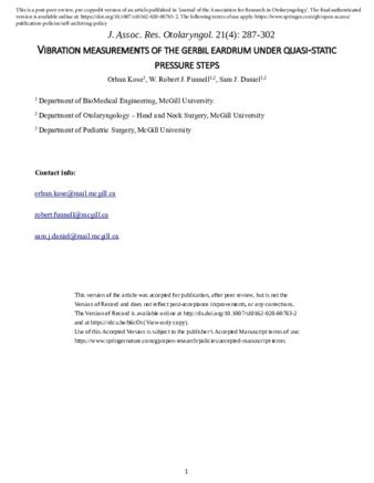 Vibration Measurements of the Gerbil Eardrum Under Quasi-static Pressure Steps thumbnail