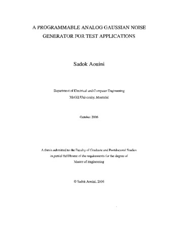 A programmable analog Gaussian noise generator for test applications / thumbnail