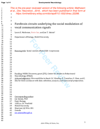 Forebrain circuits underlying the social modulation of vocal communication signals thumbnail