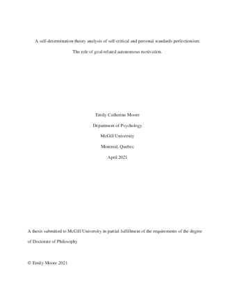 A self-determination theory analysis of self-critical and personal standards perfectionism: The role of goal-related autonomous motivation thumbnail