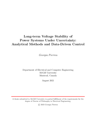 Long-term voltage stability of power systems under uncertainty: Analytical methods and data-driven control thumbnail