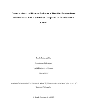 Design, Synthesis, and Biological Evaluation of Phosphinyl Peptidomimetic Inhibitors of ZMPSTE24 as Potential Therapeutics for the Treatment of Cancer thumbnail