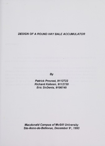 Design of a Round Hay Bale Accumulator thumbnail