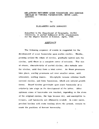 Relations between moss hummocks and sorted circles in tundra vegetation, Knob Lake, Quebec. thumbnail