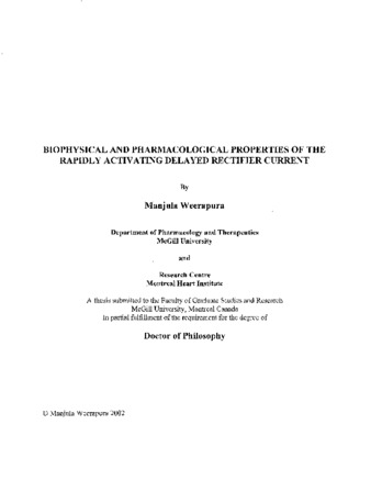 Biophysical and pharmacological properties of the rapidly activating delayed rectifier current thumbnail