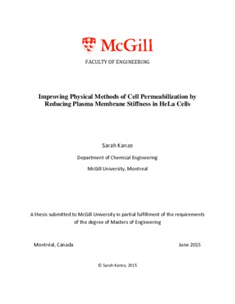 Improving physical methods of cell permeabilization by reducing plasma membrane stiffness in HeLa cells thumbnail