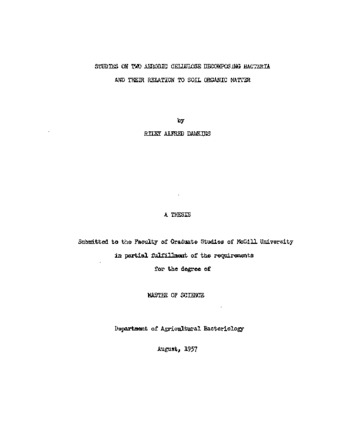 Studies on two aerobic cellulose decomposing bacteria and their relation to soil organic matter. thumbnail
