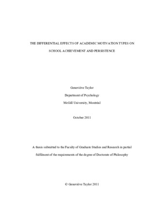 The differential effects of academic motivation types on school achievement and persistence thumbnail