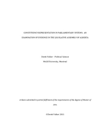 Constituency representation in parliamentary systems: an examination of evidence in the Legislative assembly of Alberta thumbnail