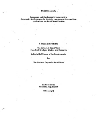 Successes and challenges in implementing community art programs for youth in low-income communities : implications for social work practice thumbnail