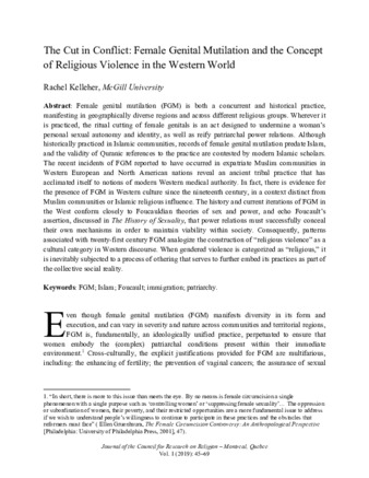 The Cut in Conflict: Female Genital Mutilation and the Concept of Religious Violence in the Western World thumbnail