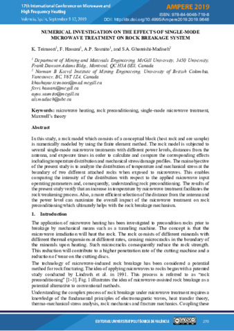 Numerical investigation on the effects of single-mode microwave treatment on rock breakage system thumbnail