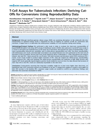 T-Cell Assays for Tuberculosis Infection: Deriving CutOffs for Conversions Using Reproducibility Data thumbnail