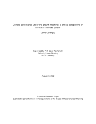 Climate governance under the growth machine: a critical perspective on Montreal’s climate politics thumbnail
