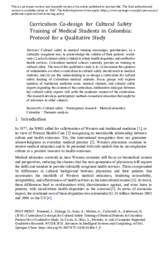 Curriculum Co-design for Cultural Safety Training of Medical Students in Colombia: Protocol for a Qualitative Study thumbnail