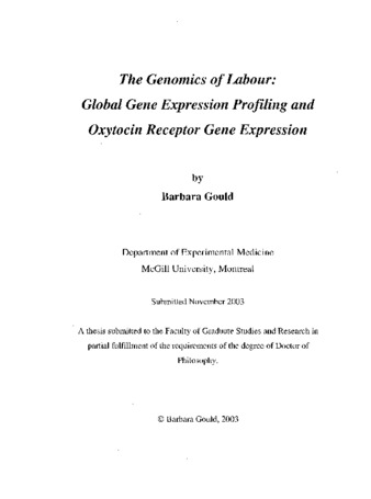 The genomics of labour : global gene expression profiling and oxytocin receptor gene expression thumbnail