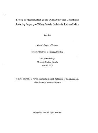 Effects of pressurization on the digestibility and glutathione inducing property of whey protein isolates in rats and mice thumbnail