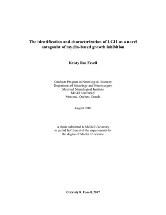 The identification and characterization of LGI1 as a novel antagonist of myelin-based growth inhibition thumbnail