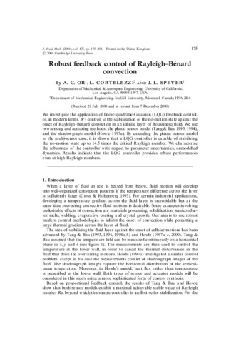 Robust feedback control of Rayleigh-Bénard convection thumbnail