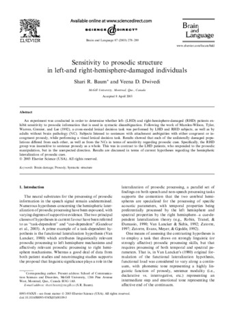 Sensitivity to prosodic structure in left- and right-hemisphere-damaged individuals thumbnail