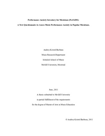 Performance anxiety inventory for musicians (PerfAIM): a new questionnaire to assess music performance anxiety in popular musicians thumbnail