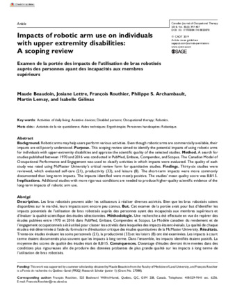 Impacts of robotic arm use on individuals with upper extremity disabilities: A scoping review thumbnail