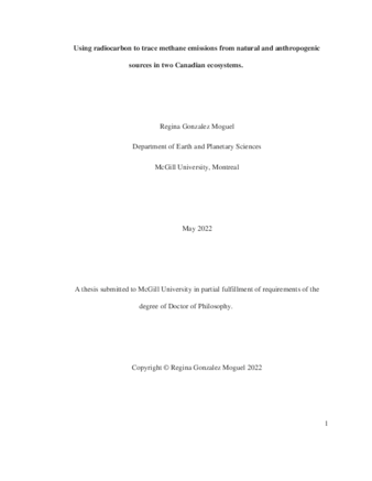 Using radiocarbon to trace methane emissions from natural and anthropogenic sources in two Canadian ecosystems thumbnail