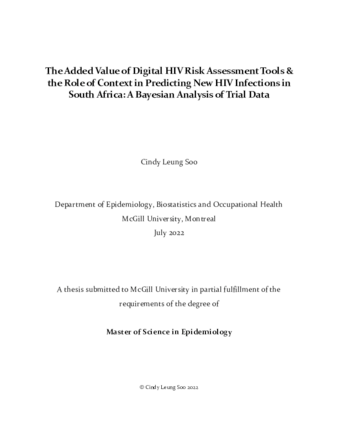 The added value of digital risk levels & the role of context in predicting new HIV Infections in South Africa: A bayesian analysis of trial data thumbnail