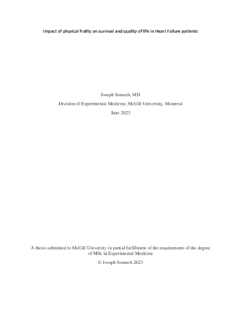 Impact of physical frailty on survival and quality of life in Heart Failure patients thumbnail