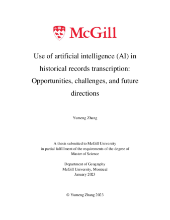 Use of artificial intelligence (AI) in historical records transcription: Opportunities, challenges, and future directions thumbnail