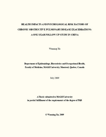 Health impacts and psychological risk factors of Chronic Obstructive Pulmonary Disease exacerbations: a one-year follow-up study in China thumbnail