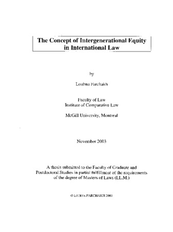 The concept of intergenerational equity in international law / thumbnail