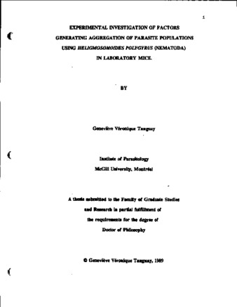 Experimental investigation of factors generating aggregation of parasite populations using Heligmosomoides polygyrus (Nematoda) in laboratory mice thumbnail