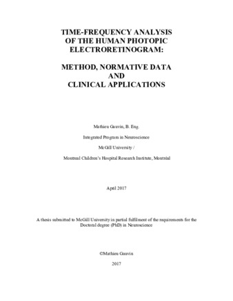 Time-frequency analysis of the human photopic electroretinogram: method, normative data and clinical applications thumbnail