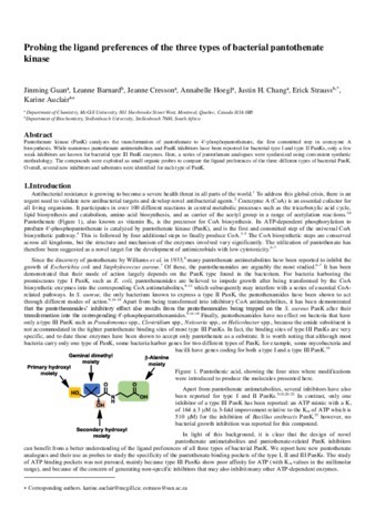 Probing the ligand preferences of the three types of bacterial pantothenate kinase thumbnail