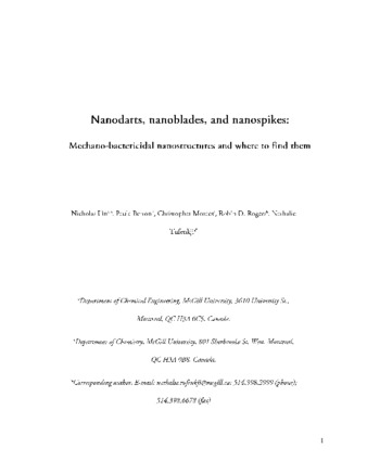 Nanodarts, nanoblades, and nanospikes: Mechano-bactericidal nanostructures and where to find them thumbnail