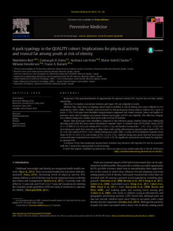 A park typology in the QUALITY cohort: Implications for physical activityand truncal fat among youth at risk of obesity thumbnail