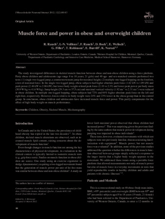 Muscle force and power in obese and overweight children thumbnail