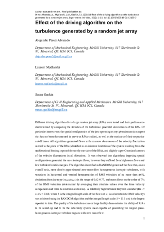 Effect of the driving algorithm on the turbulence generated by a random jet array thumbnail