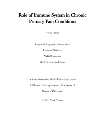 Role of immune system in chronic primary pain conditions thumbnail