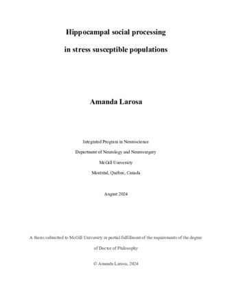 Hippocampal social processing  in stress susceptible populations thumbnail